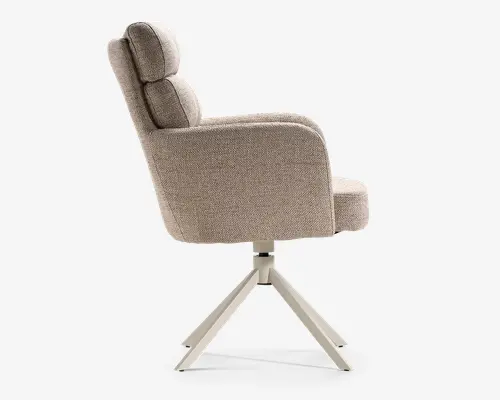 Spisebordsstol med armlæn gråbrun/beige