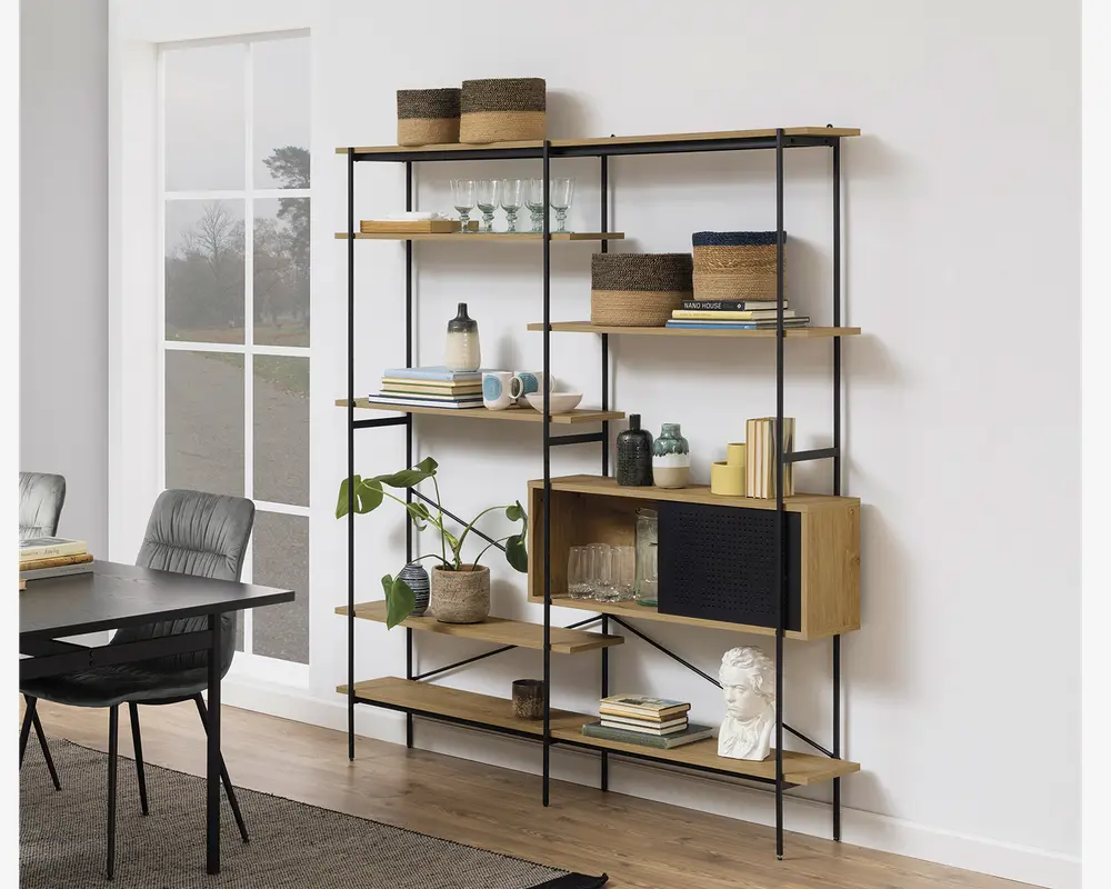 Reol sort metal/vild eg