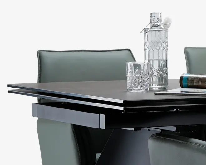 Spisebord i glas/keramik med udtræk