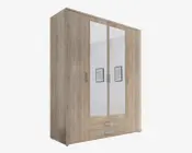 Garderobeskab i eg med 4 låger og 2 skuffer