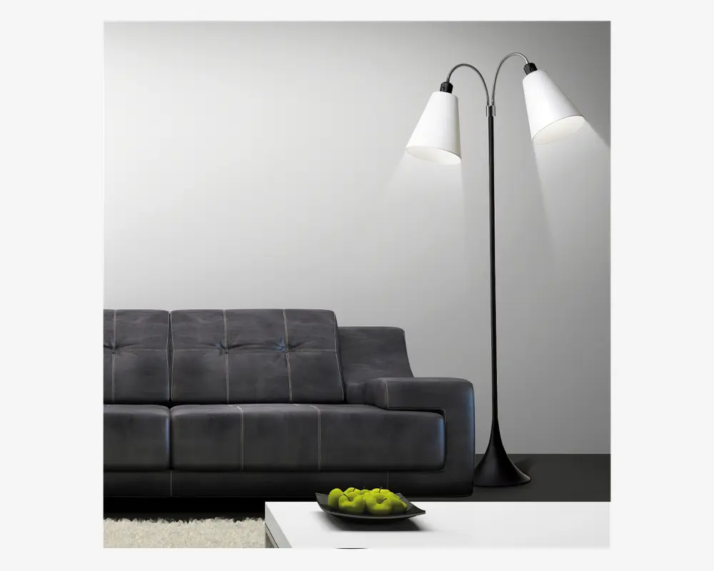 Gulvlampe fodgænger sort u/skærme H.135 cm 