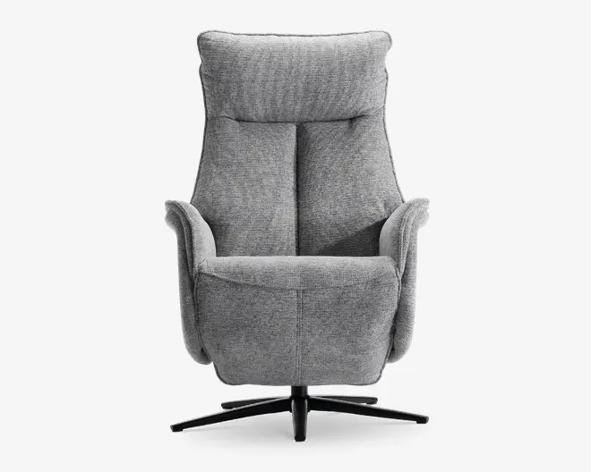 Drejestol m/indbygget fodskammel grå stof