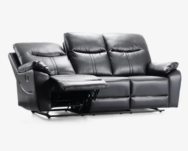 Sofa 3 pers med recliner sort