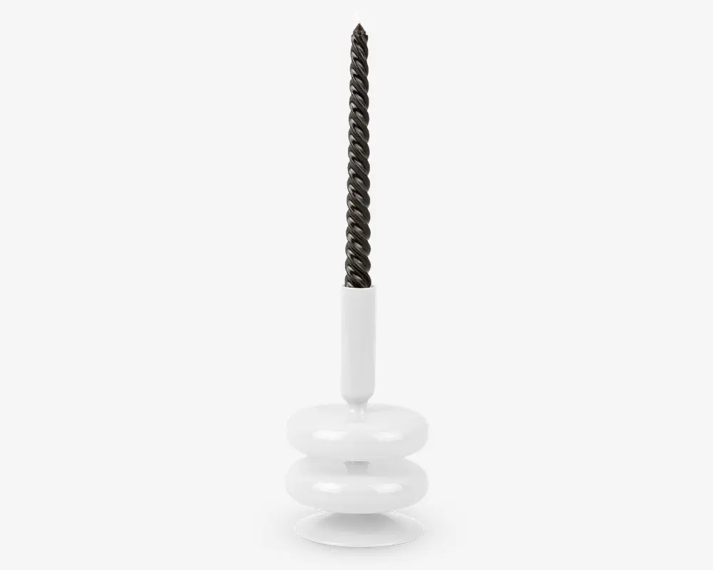 Lysestage double bubble hvid H.17 cm 