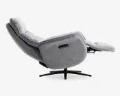 Drejestol m/indbygget fodskammel grå stof