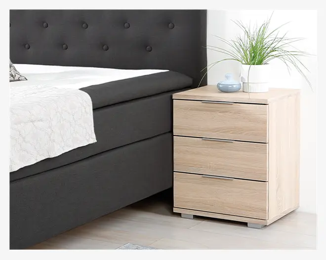 Sengebord m. 3 skuffer