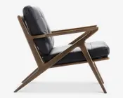 Loungestol sort læder røget eg