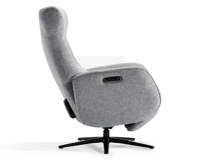 Drejestol m/indbygget fodskammel grå stof