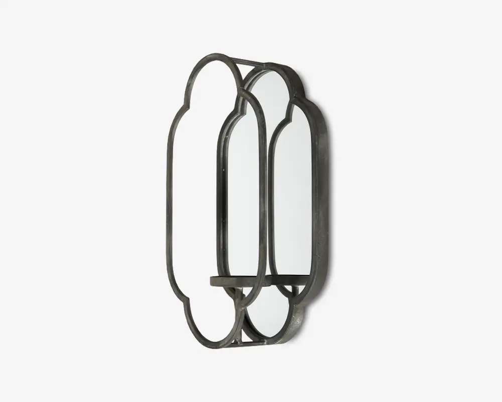 Spejl m/lysestage metal H.40 cm 