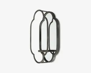Spejl m/lysestage metal H.40 cm 