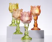 Fyrfadsstage blomst orange H.15,2 cm