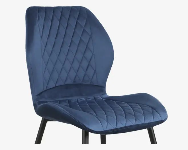 Spisebordsstol i blå velour