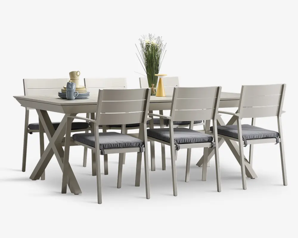 Havebord alu med udtræk Cremefarvet