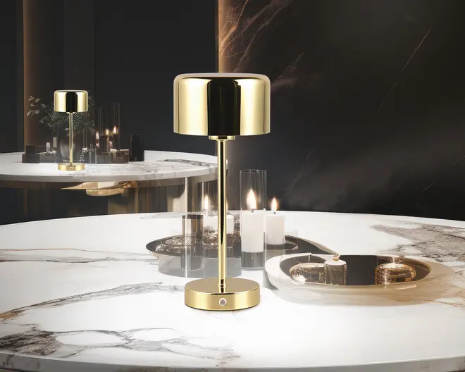 Bordlampe Jeff poleret messing H.30 cm