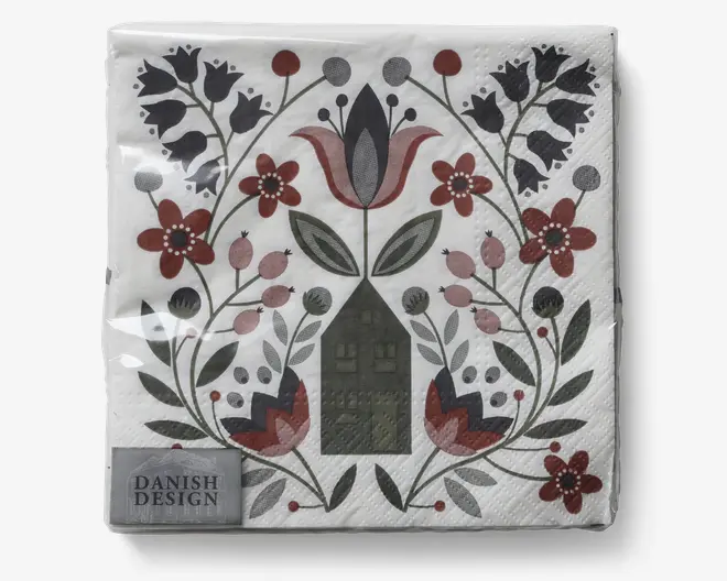 Servietter rosa blomster 33x33 cm 