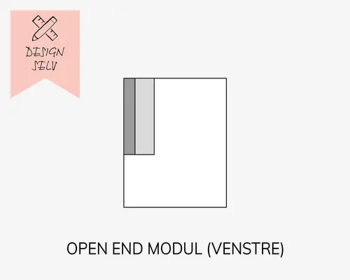 Et kvadratisk produkt med en ren, hvid overflade og to lodrette, rektangulære sektioner i lysegrå og mørkegrå i venstre side, hvilket antyder tilpasningsmuligheder eller modulopbygning. Designet er minimalistisk med skarpe kanter og et moderne udtryk.