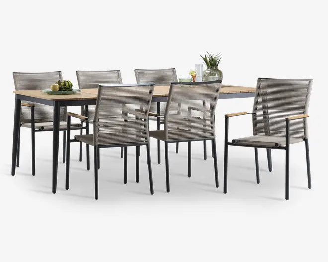 Havebord teak/aluminium 100x210 cm