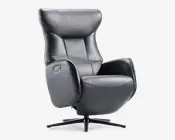 Drejestol m/indbygget fodskammel sort læder