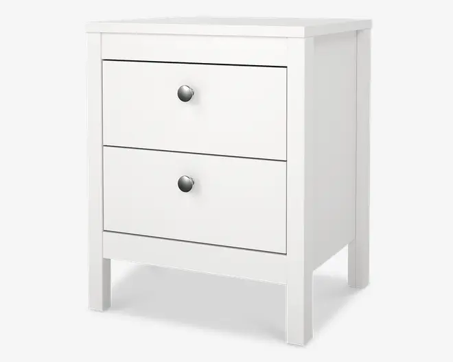 Sengebord Madrid hvid med 2 skuffer