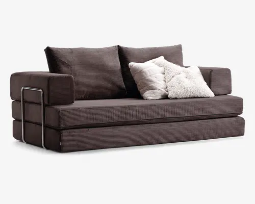 Sofa/sovesofa i brun fløjl