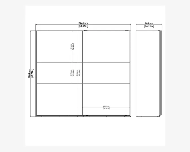   Garderobeskab Case grå B. 244 x H. 221 cm