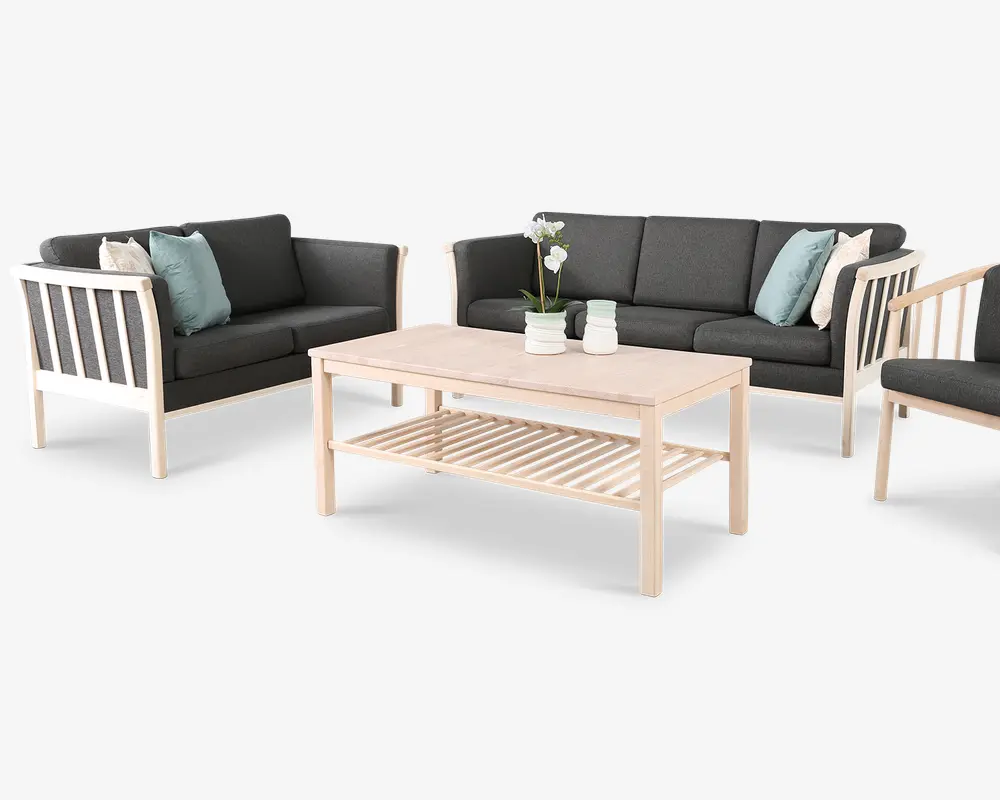 Sofa 3 Pers Tremmesofa Grå Stof