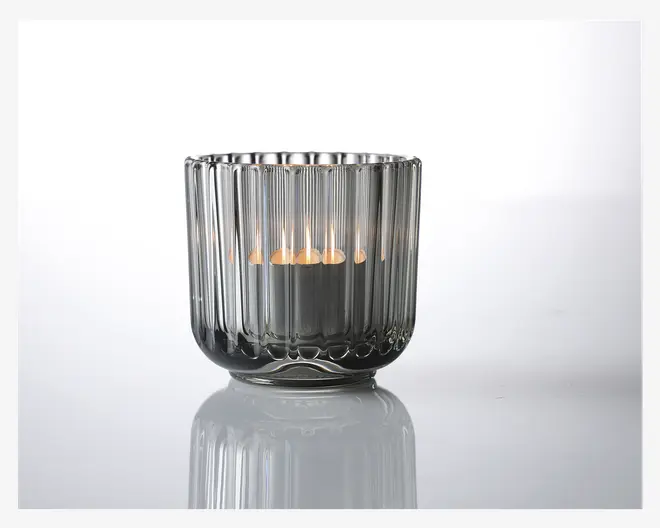 Lyngby fyrfadsstage glas røgfarvet H.6,5 cm 