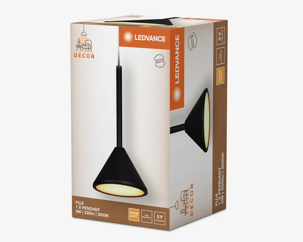 Loftlampe Fuji single sort Ø.12 cm 
