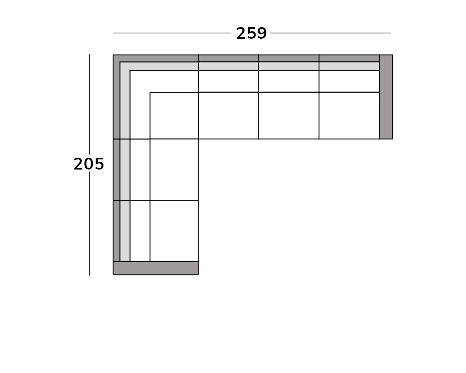 Viser en 6-personers sofaopstilling fra Skandinavisk Design.