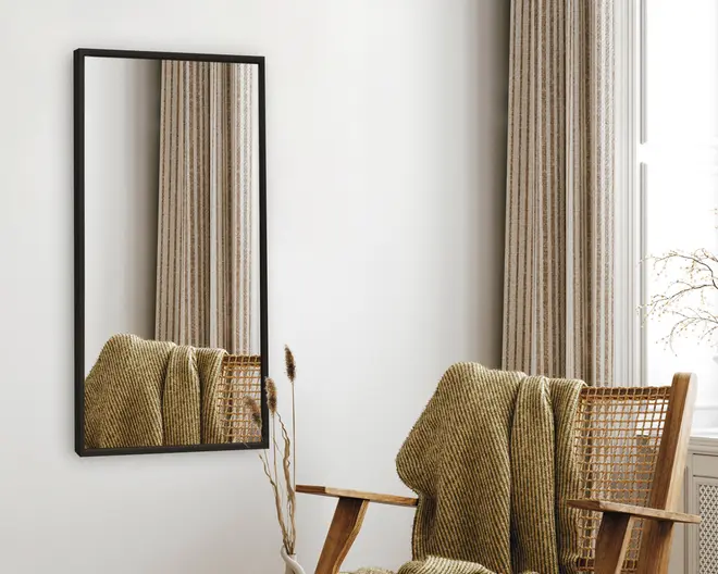 Spejl slim sort træ 40x80 cm