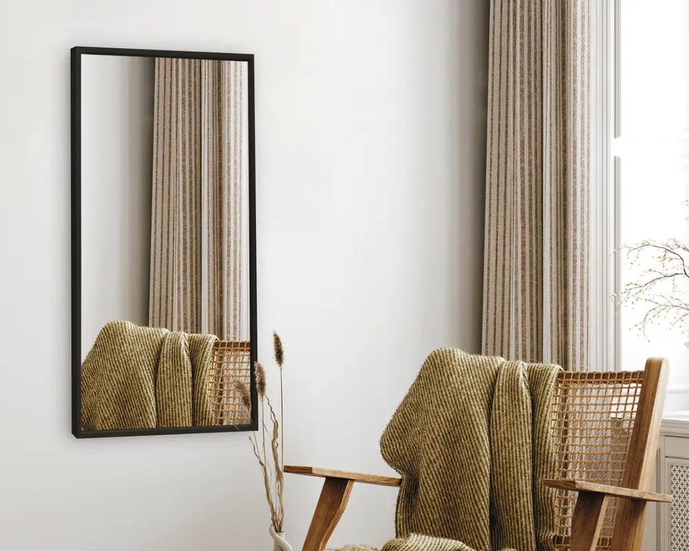 Spejl slim sort træ 40x80 cm 