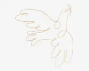 Vægdekoration fugle guld H.52 cm