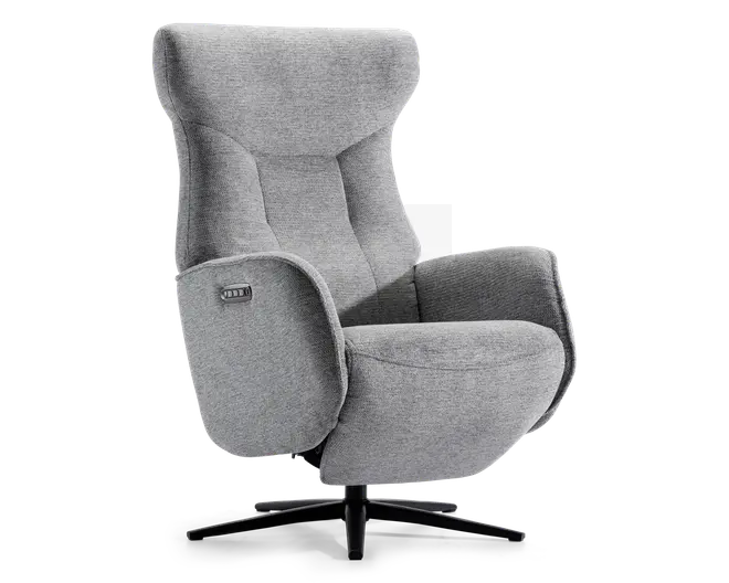 Drejestol m/indbygget fodskammel grå stof