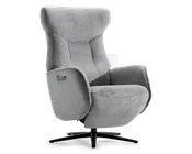 Drejestol m/indbygget fodskammel grå stof