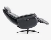 Drejestol m/indbygget fodskammel sort læder