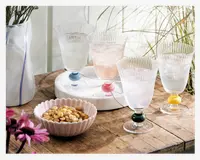 Vinglas Klar/Blå H.13,5 cm