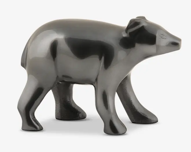 Figur bjørn koksgrå metal H.10,5 cm 