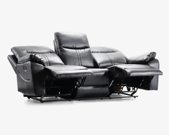 Sofa 3 pers med recliner sort