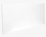 Rektangulært, rammeløst hvidt panel med en glat, blank overflade og rene, lige kanter. Panelet virker tyndt og let, egnet til montering på en væg. Ingen synlige mærker, teksturer eller beslag på forsiden.