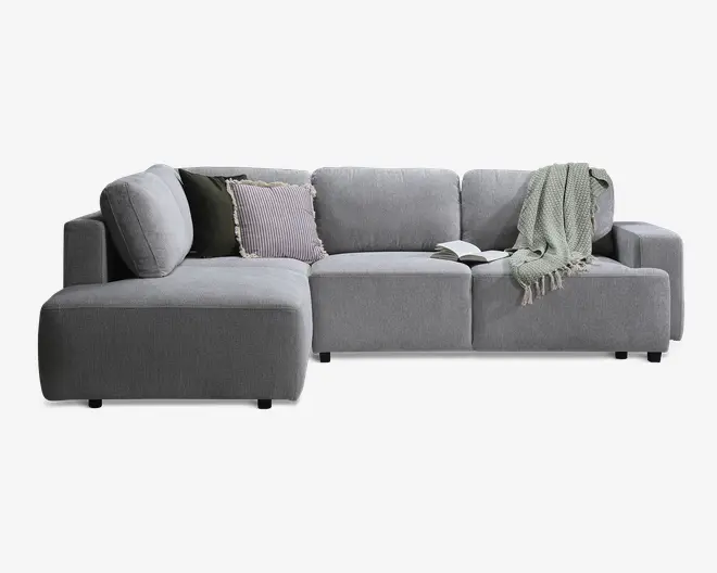 Sovesofa open end venstre grå/beige
