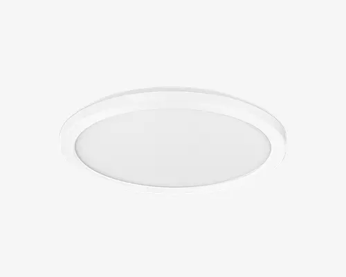 Rund loftarmatur med slankt profil og mat hvid finish. Designet har en flad, frostet diffuser, der sikrer jævn lysfordeling, samt en sømløs kant for et moderne og minimalistisk udtryk. Velegnet til plan montering, ideel til moderne indretning.
