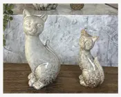 Porcelæn kat sand H.17,5 cm 