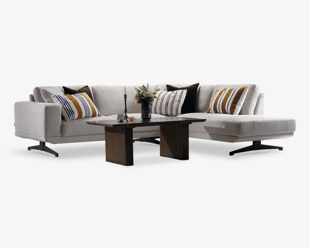 Sofa m. Åben Afslutning Beige Højrevendt