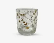Fyrfadsstage glas m/blomster H.8 cm 