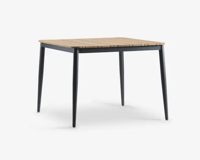 Havebord teak/aluminium 100x100 cm