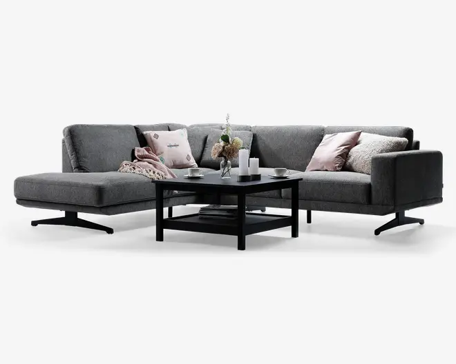 Sofa m. åben afslutning grå venstrevendt