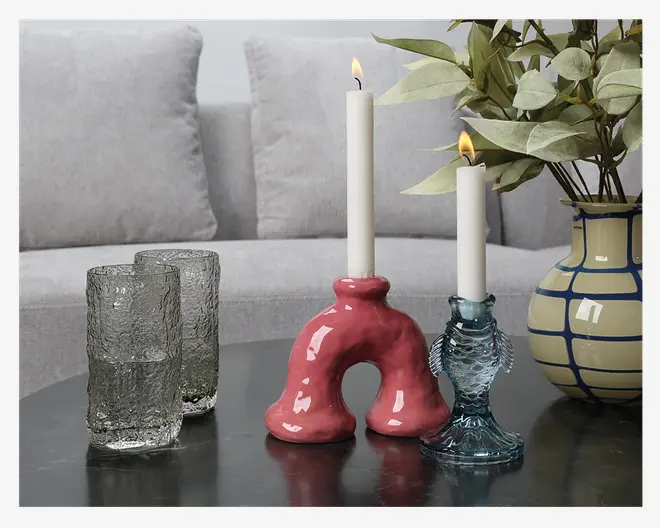 Glas Organisk form Grå H.13,5 cm 