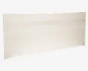 Rektangulær, flad træplade med en glat, lys birkefinish. Overfladen er jævn og uden dekoration, med diskrete naturlige træårer. Kanterne er lige og skarpt skåret, hvilket giver et moderne og minimalistisk udtryk.