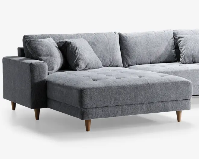 Sofa med XL chaiselong grå