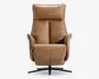 Drejestol m/indbygget fodskammel cognac læder